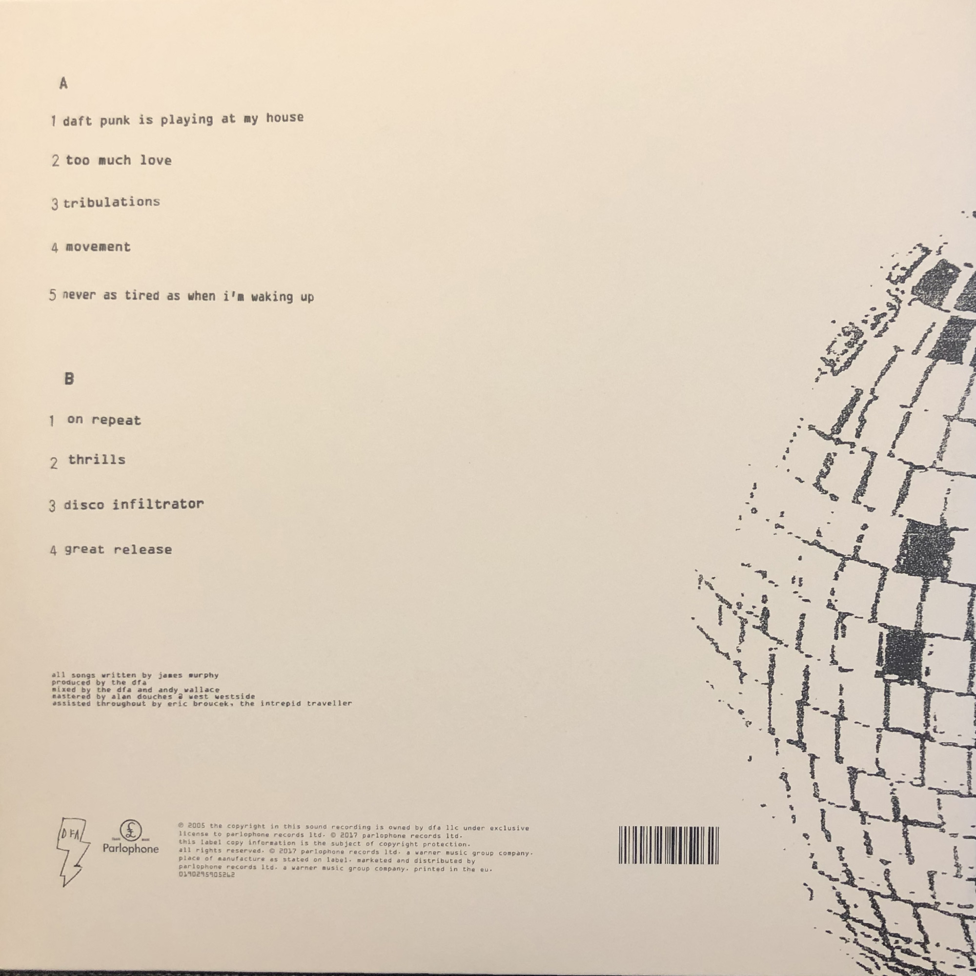 Back cover for album 'LCD Soundsystem"